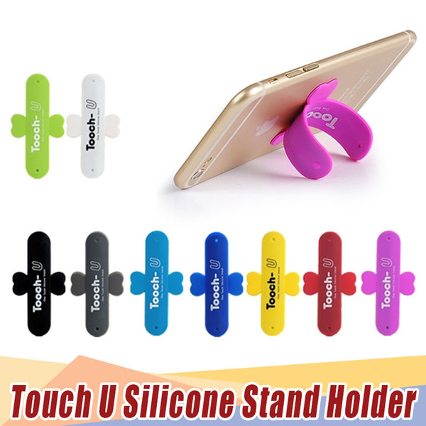 touchu Phone Holder Universal Portable Moblie Phone Stand One Touch U C Mini Silicone Holder For iPhone 8 X 6 7 Samsung Tablet PC 500pcs/lot