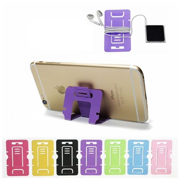 Candy Color Phone Holder Plastic Folding Dual Mobile Phone Universal Bracket For samsung apple HTC card stand factory 300pcs/lot wholesale