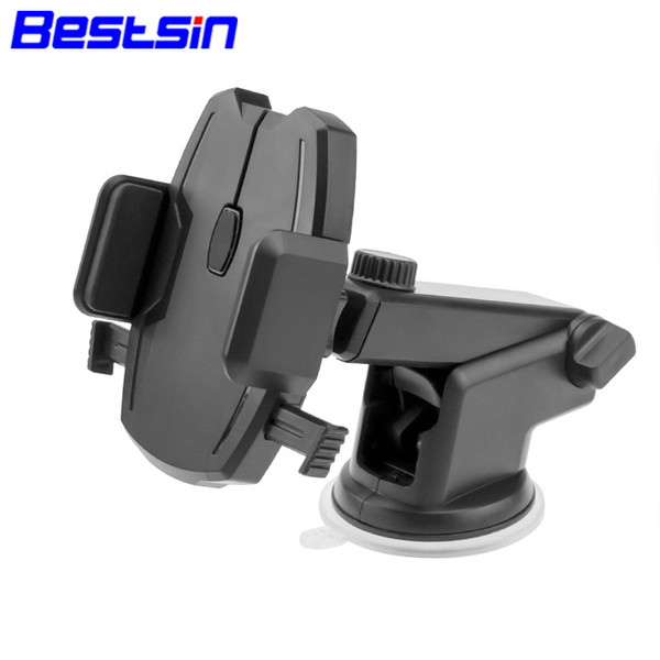 Bestsin Multi-function Car Phone Holder Handsfree Suction Cup Base Car Bracket 360° Rotation Automatic Clamping For Car Mobile Phone