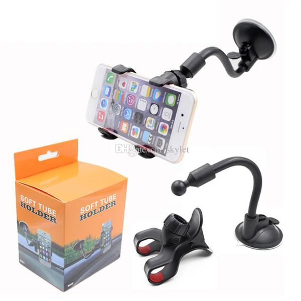 Car Mount Long Arm Universal Windshield Dashboard Mobile Phone Car Holder 360 Degree Rotation Car Holder with Strong Suction Cup X Clamp