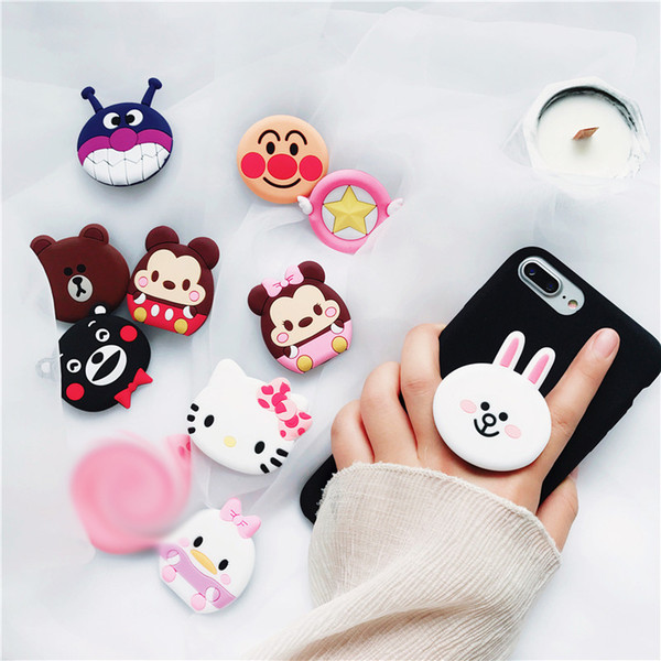 New mobile phone bracket Cute hello kitty airbag Phone Stand Finger Holder Sakura luna cat phone ring