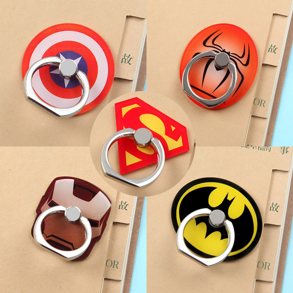 Universal 360 Degree Super Hero Superman Batman Finger Ring Holder Phone Stand For iPhone 7 6s Samsung Mobile Phones With Retail Box