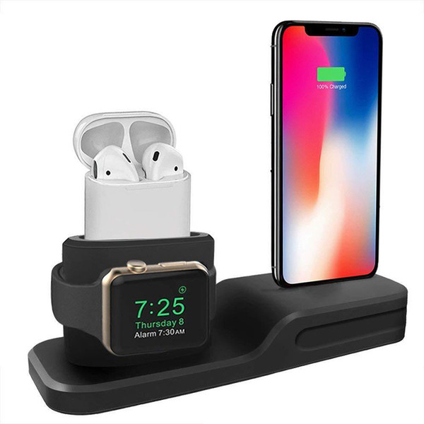 3 in 1 Charging Stand MultiFunction Charger Station Silicone shell for iphone airpods and iphone iwatch fit for magnetic wireless charger