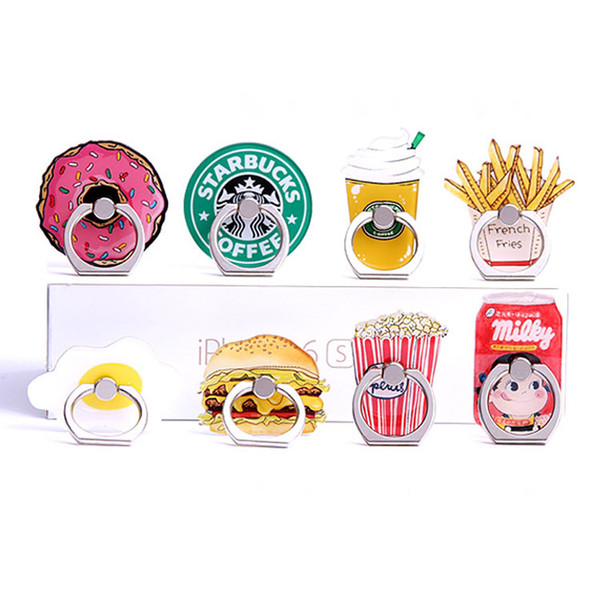 Universal 360 Degree Food Doughnuts Hamburger Finger Ring Holder Phone Stand For Samsung Huawei Mobile Phones