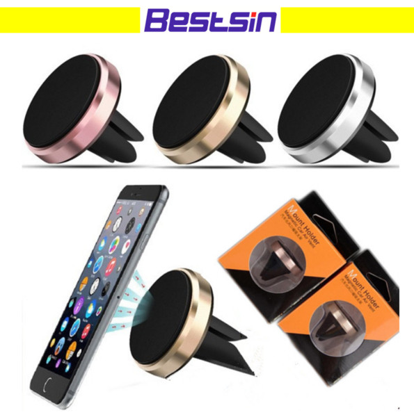 Retail Sale Car Mount Air Vent Magnetic for Smart Phone Holder Car windshield Dashboard Phone Metal Stand For Cellphone iPhone8 Samsung S8