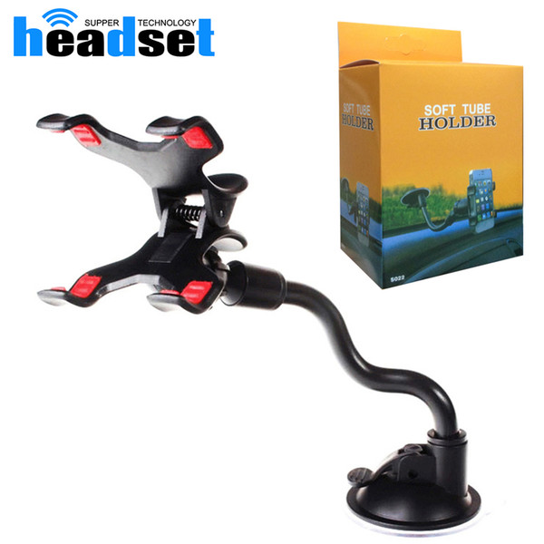 Universal Windshield Car phone Mount holder Long Arm clamp with Double Clip Strong Suction Cup Phone Car cellphone Holder for smartphone