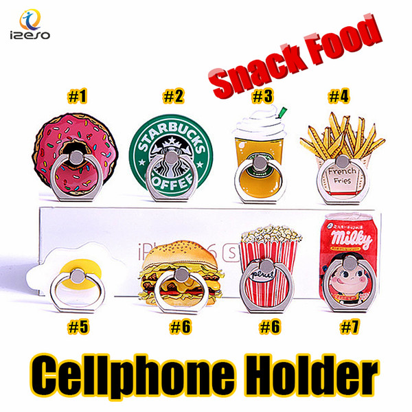 Universal Cute Ring Phone Holder Cute Snack Foods Doughnuts Acrylic Cellphone Stands for iPhone Samsung Tablet 360 Degree Finger Holders