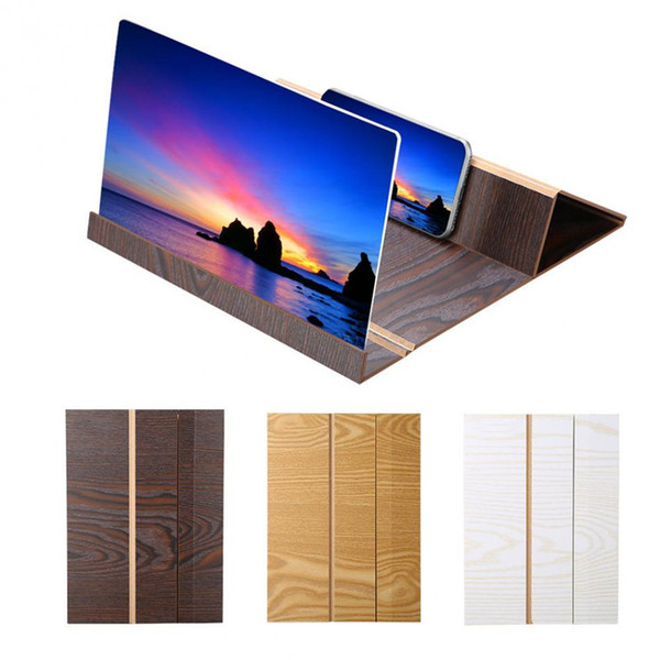 12inch wooden Mobile Video Screen Magnifier High Definition Mobile Phone Screen Amplifier with Wood Grain Stand Anti-radiation