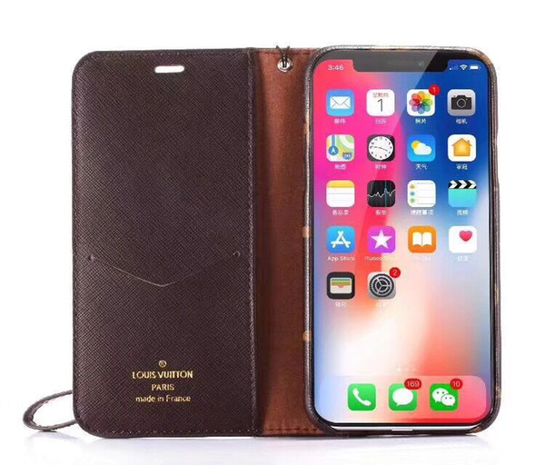 mobile phone wallet leather case for iphone X 7 7plus 8 8plus with card slot lanyard protection shell cover for 6 6S 6plus