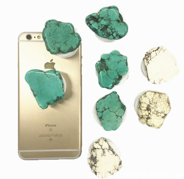 2019Hot Halloween Gift Stone Phone Holder ABS Natural Irregular Turquoise Air Sac Mobilephone Stand Creative Glitter Marble Holders