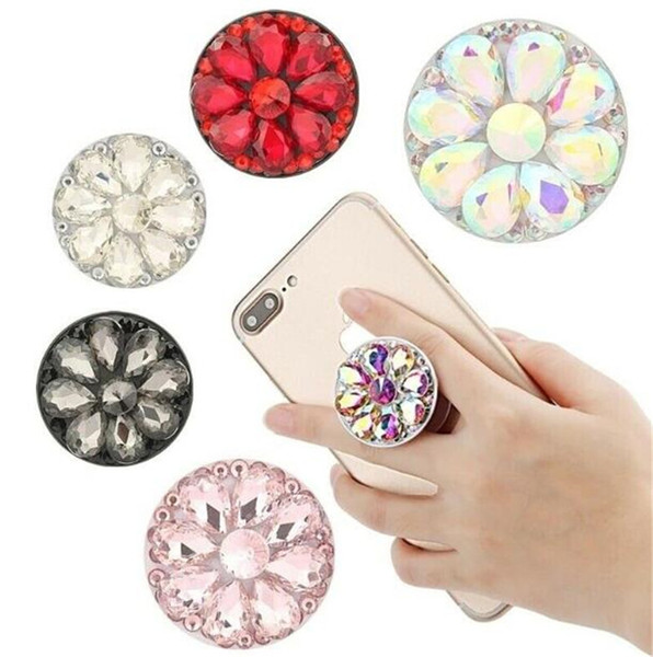 360 Degree Cellphone Holder Diamond Phone Stand Universal Rhinestone Glitter Finger Ring Grip for iPhone X Samsung S9 LG