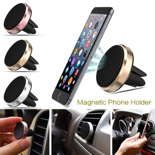 Car Magnetic Air Vent Mount Mobile Smart Phone Holder Handfree Dashboard Phone Metal Stand For Cellphone iPhone 7 6 Samsung S8 MQ100