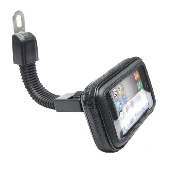 Wholesale-Motorcycle Mobile Phone Holder Stand for iPhone 4 5S 6 Plus GPS motor Rear View Mirror Mount + Waterproof Bag soporte movil moto