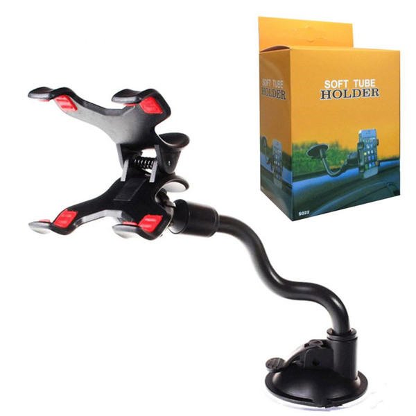 Universal Windshield Car phone Mount holder Long Arm clamp with Double Clip Strong Suction Cup Phone Car cellphone Holder for smartphone