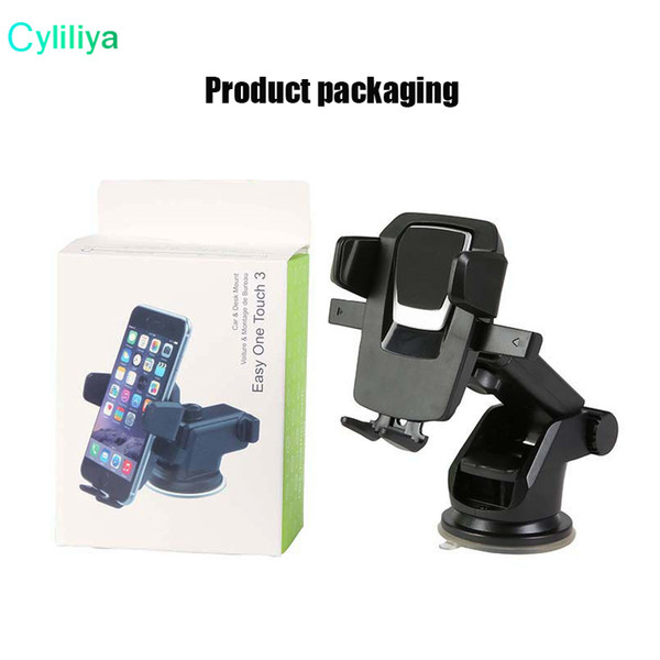 Easy One Touch 3 Car Mount Universal Phone Holder 360 Degree Suction Cup Cradle Stand Holders for iPhone X Samsung S8 Note 8