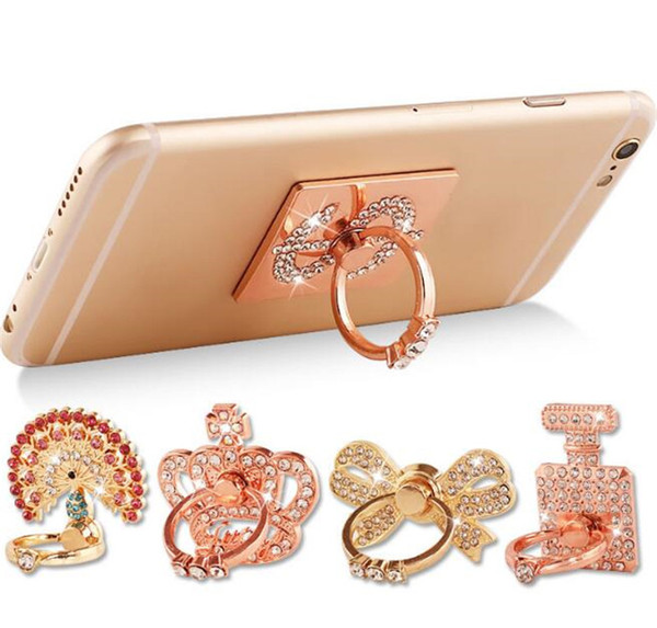 Bling Diamond Ring Holder Phone Bracket Air Bag With Kickstand for iPhone X Xr Xs Max 8 7 6 Plus Samsung S8 S9