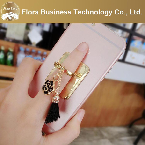 Universal 360 Degree Tassels Flower Gold Silver Metal Finger Grip Holder for iPhone Samsung Free Shipping