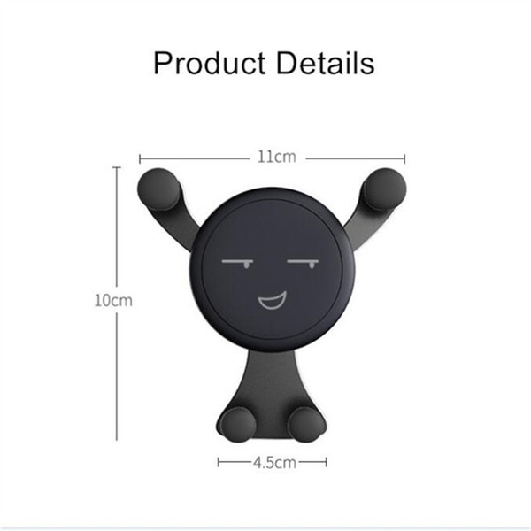 Gravity Car Phone Holder Air Vent Mount Cell Smartphone Holder For Phone In Car Smile Face Bear Mobile Phone Holder Stand GPS