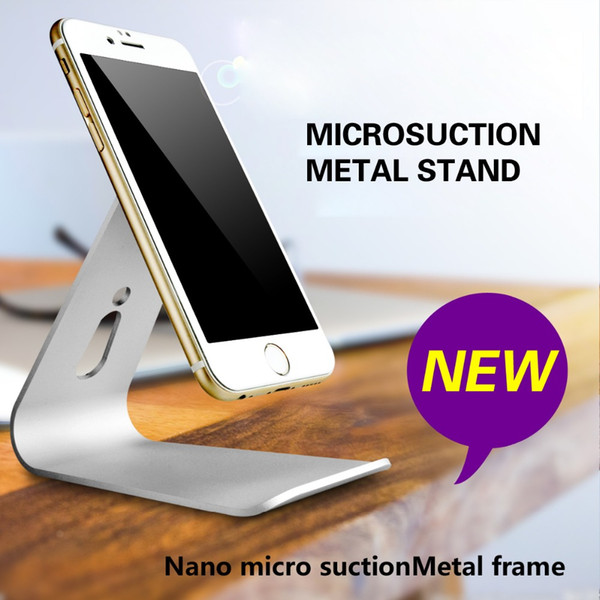 Aluminum Nano Micro-Suction Stand For iPad iPhone Cellphone tablet PC Holder Cradle Metal Mobile Phone Desktop Stand