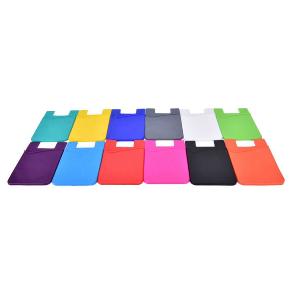 Wholesale Silicone Wallet Credit Card Cash Pocket Sticker Adhesive Holder Pouch Mobile Phone 3M Gadget Sams ung Cell Mobile Smart Phone