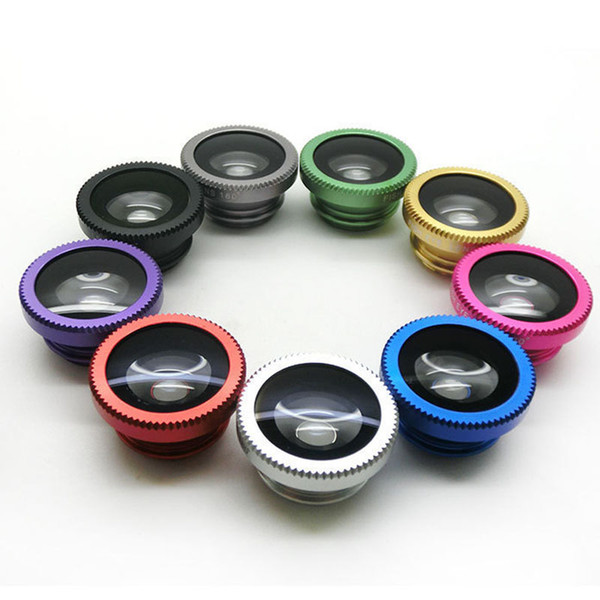 Three-in-one mobile phone lens 180 degree thread fisheye +0.67x super wide angle + macro special effect lens universal type