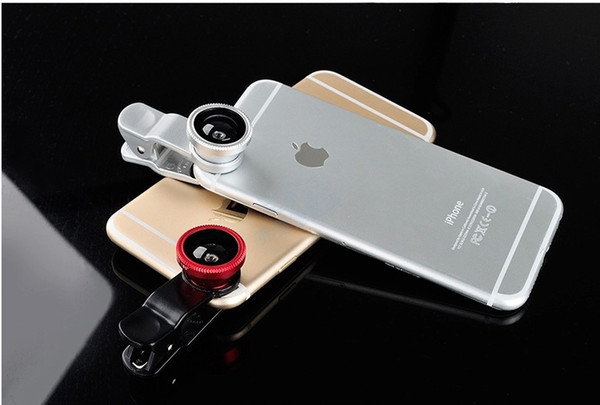 3 In 1 Universal Clip Camera Mobile Phone Lens Fish Eye + Macro + Wide Angle For iPhone 7 Samsung Galaxy S7 HTC Huawei All Phones fisheye