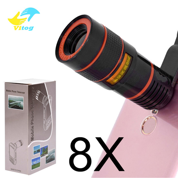 Vitog 8X Zoom Telescope Lens Telephone Lens Optical Camera Telephoto phone len with clip for Iphone Samsung LG HTC Sony Smartphone