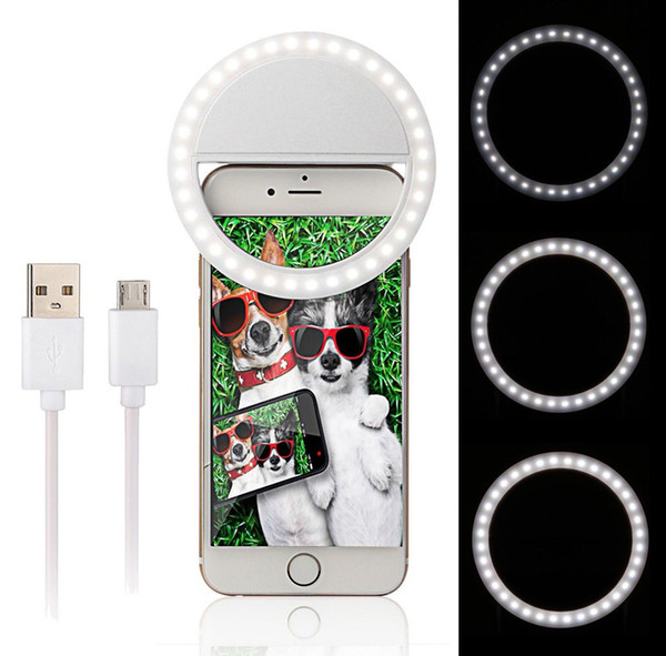 Universal Selfie LED Ring Flash Light Portable Mobile Phone 36 LEDS Selfie Lamp Luminous Ring Clip For IPhone 6 8 7 Plus