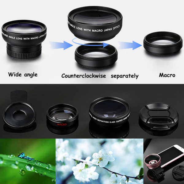 49mm 0.45X Super Wide-angle + Macro Lens Mobile Phone External Camera for iPhone 2 in 1 Special Effects Shots Cell Phone Lens