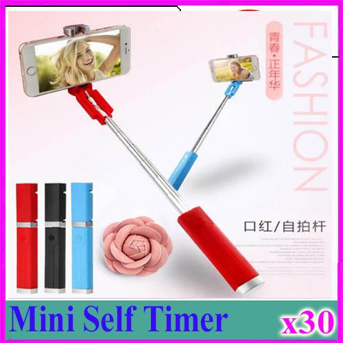 Hot AMS-Lipstick Selfie Stick Mini Self Timer Rod Wire Monopod Telescopic Artifact Self Timer Lever For Mobile Phone Universal 30pcs ZY-ZP-1