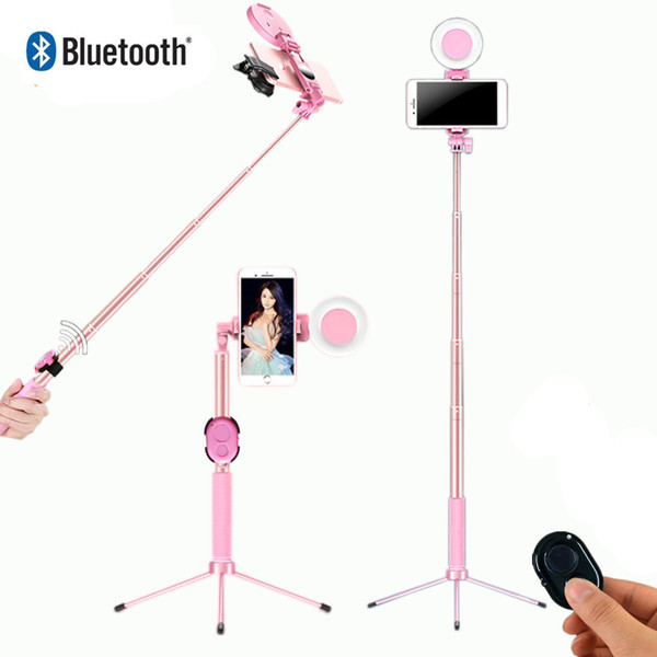 Selfie Stick LED Ring light Extendable live Tripod 1.7m Stand 4 in 1 With Monopod Phone Mount for ios Android smartphone