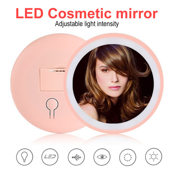 Fashion Ladies LED Make Up Mirror Cosmetic Folding Portable Compact Pocket with 12 LED Lights Makeup Tool Nice Gift