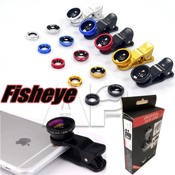 3 in 1 Fisheye Lens Metal Clip Fisheye Lens Universal Wide Angle Micro Lens For Samsung S8 SmartPhone