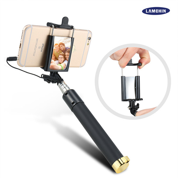 Wired Selfie Stick Portrait Battery Free Monopod Extendable Bluetooth Remote Shutter for iOS and Android Smartphones with Package