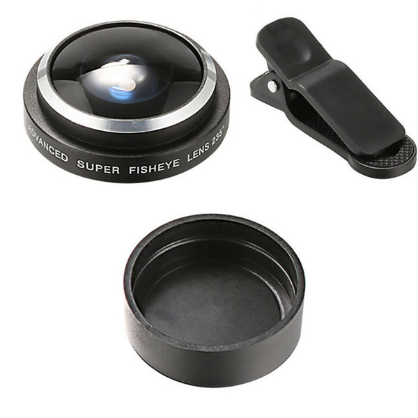 50pcs Universal 235 Degree Super FishEye Lens Clip-on Camera Kit for iPhone Samsung Galaxy HTC LG