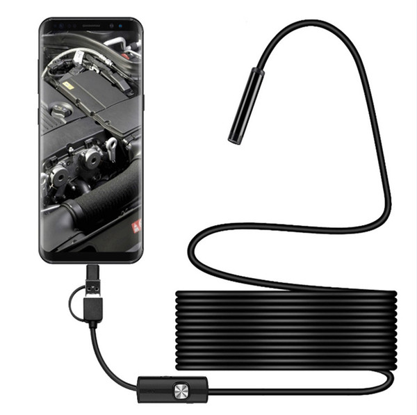 Endoscope Camera Flexible IP67 Waterproof Inspection Borescope Camera 2M 1M 7mm for Android PC Notebook 6LEDs Adjustable