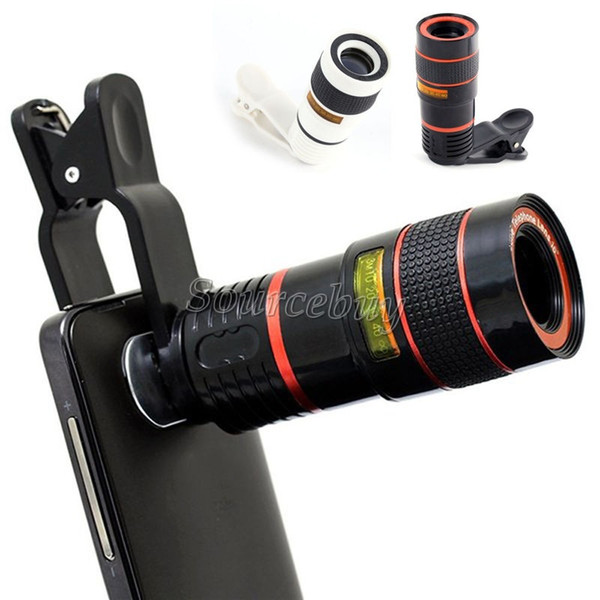 Optical Telephoto Camera Lens For iPhone Samsung HTC Smartphone Universal Mobile Phone Telescope 8X Zoom Lens with clip Magnification DHL