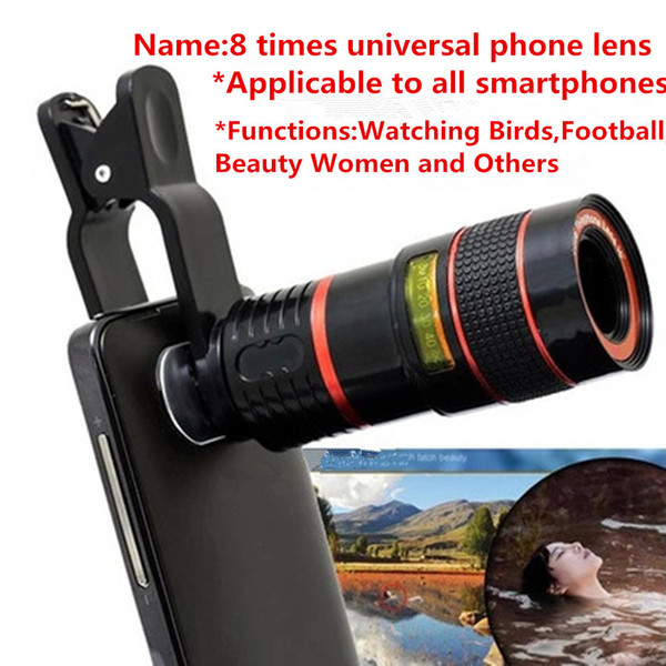 8 Times Telescope Universal Smart Cell Phone Clip Lens Pictures Accessories ,Take Pictures More Clearly 3063