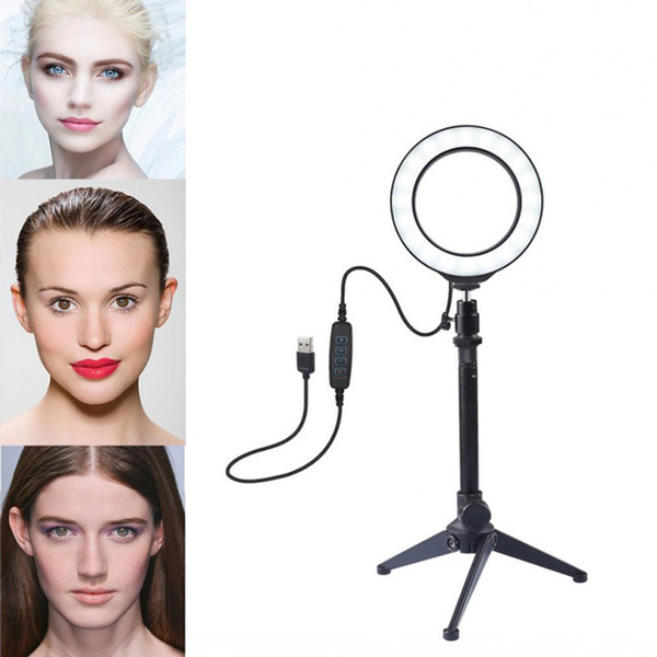 Cell Phone LED Ring Light 8W 4.6/6.2 inch Selfie Ring Lamp 3200-6500K Photographic Lighting with Tripod Moblie Phone Clamp Standard