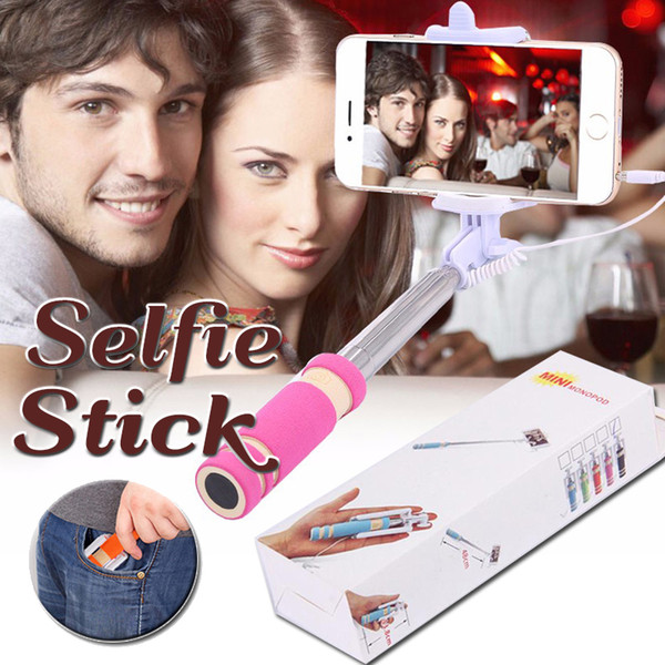 Foldable Super Mini Wired Selfie Stick Handheld in Bluetooth Control Shutter Extendable Monopod Wired Handle Compatible With Phone