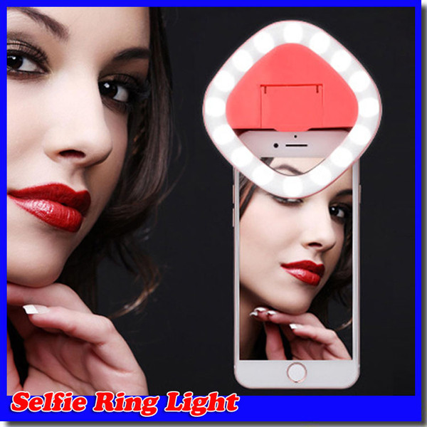 Mirror LED selfie ring light Protable Mini LED Flash CLIP ON SELFIE RING LIGHT Supplementary Photography Ring Lighting for iphone 7 plus