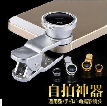 Universal 3 in 1 Fish eye Lens Wide Angle Macro Metal Clip Fisheye Lens for iPhone 5S SE 6 6S plus Samsung S6 S7 edge with retail box