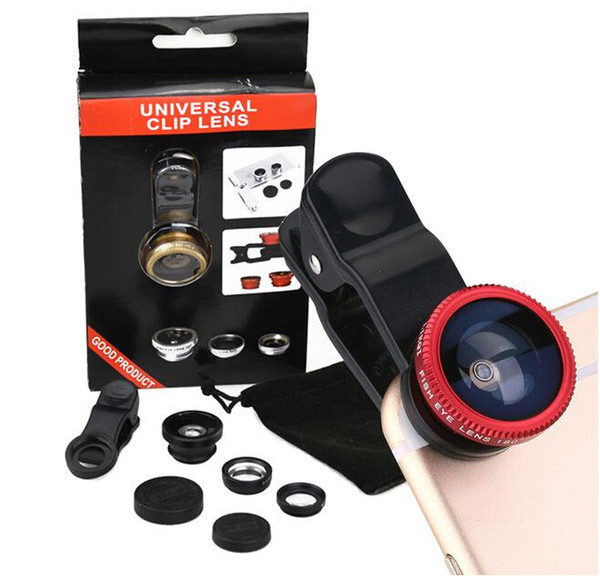 2017 NEW 3 in 1 Universal Clip Fish Eye Wide Angle Macro Phone Fisheye glass camera Lens For iPhone Samsung Cheap Price+ Best quality