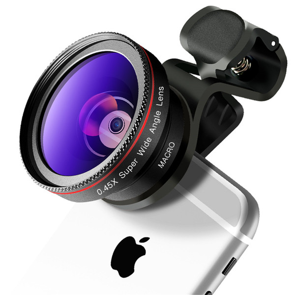 2 in 1 HD Phone Camera Lens Kit 0.45X Wide Angle+12.5X Macro Clip-on For iPhone Samsung Smartphone External camera