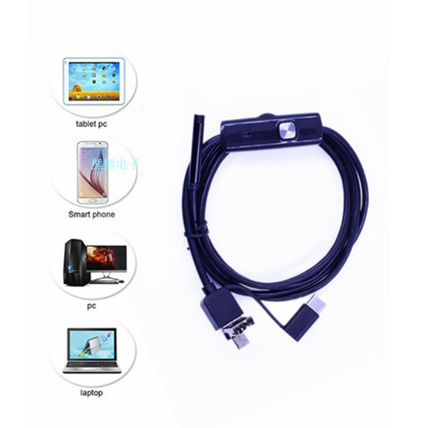 ALK 1pc 7mm Micro USB Type-c Android 3 in 1 Computer Endoscope Borescope Waterproof Micro USB Camera Inspection Tube