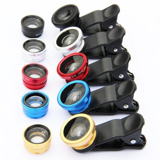 Universal 3 in1 Clip Fish Eye Lens Wide Angle Macro Mobile Phone Lens For Smart Phones Fisheye