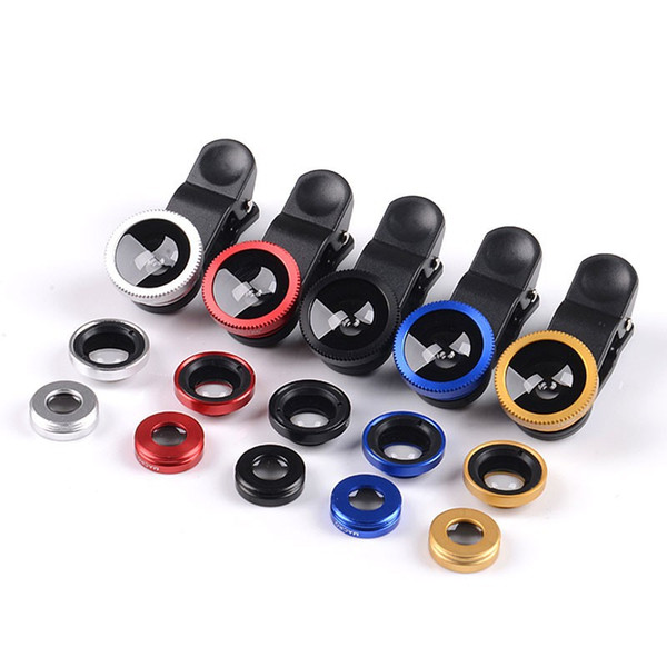 3 in 1 Universal Clip Fish Eye Wide Angle Macro Phone Fisheye glass camera Lens For iPhone Samsung