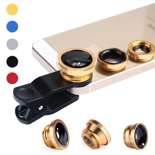 Original 3-in-1 Wide Angle Macro Fisheye Lens Kit with Clip Mobile Phone Fish Eye Lens for iPhone Lens Lentes Mobile Phone