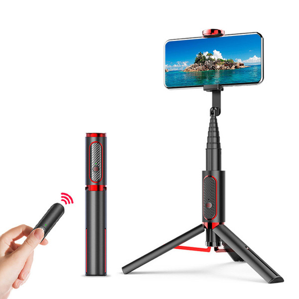 Mobile phone Bluetooth selfie stick integrated tripod aluminum alloy telescopic self-timer artifact Free shipping