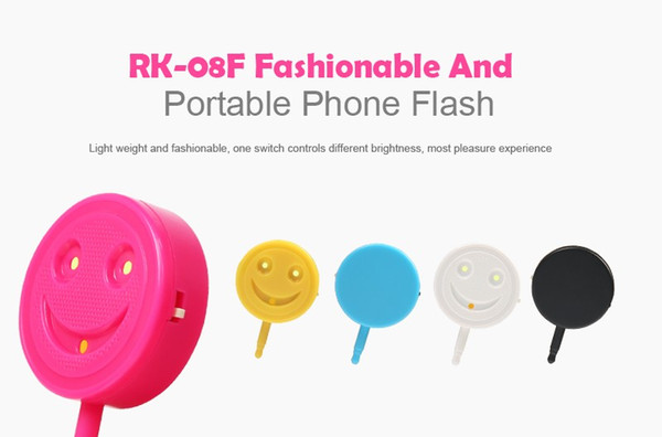 Free DHL LED Flash Light RK-08F Smiling Face Warm-cold Light Camera Flash Sync Selfie Flash Light